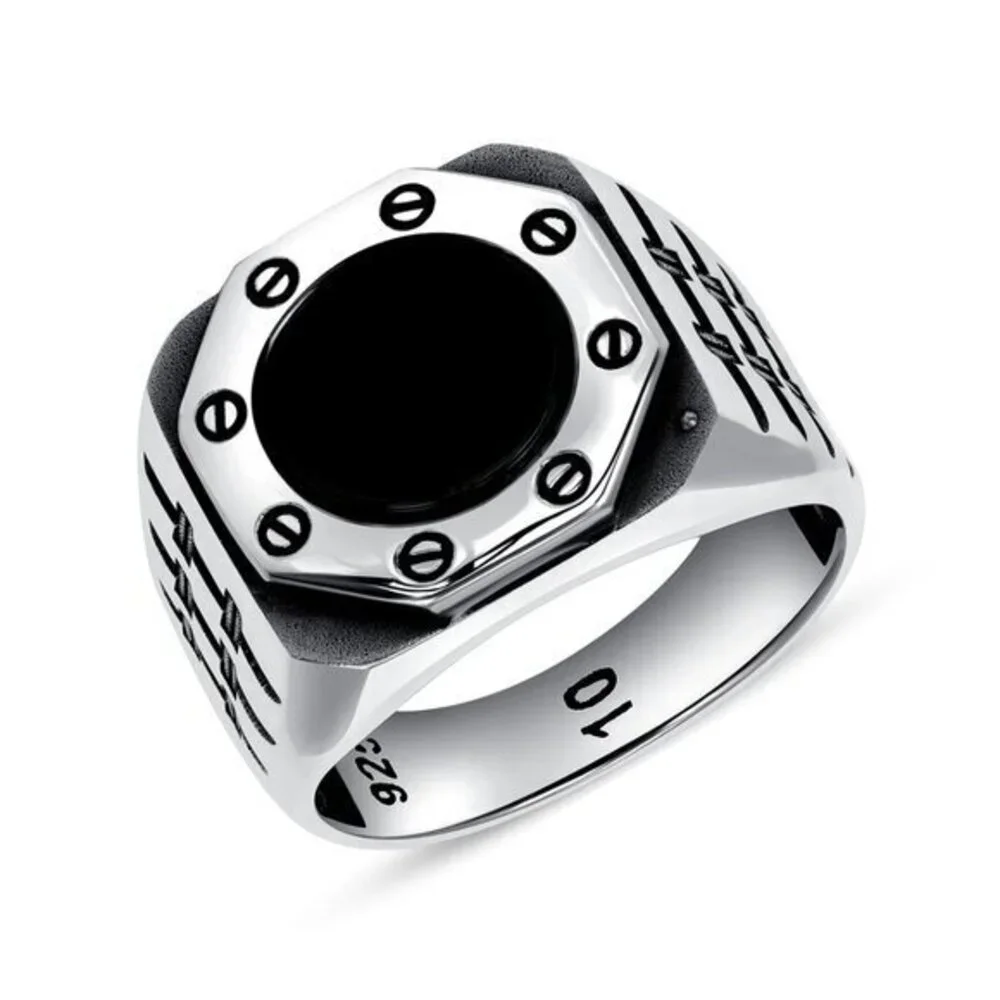 New Real Sterling Silver 925 Men Greek Design Ring